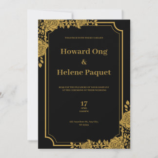 Black and Gold Luxury Wedding Invitation
