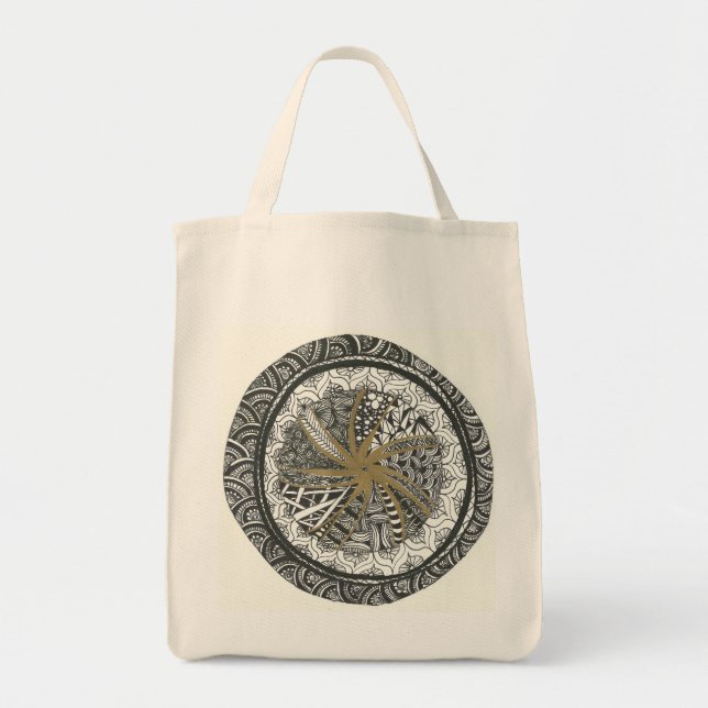 Black and Gold Mandala Tote (Front)
