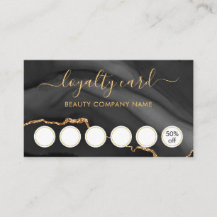 Black And Gold Marble Agate Salon Loyalty Card