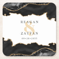 Black And Gold Marble Agate Wedding