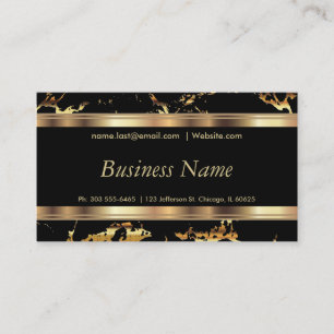 Black and Gold Marble and Elegant Gold Bars Business Card