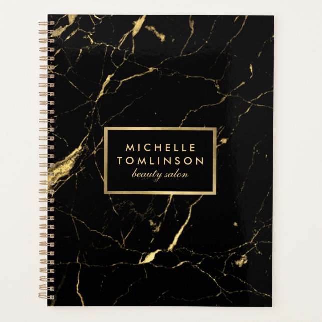 Black and Gold Marble Appointment Book Planner (Front)