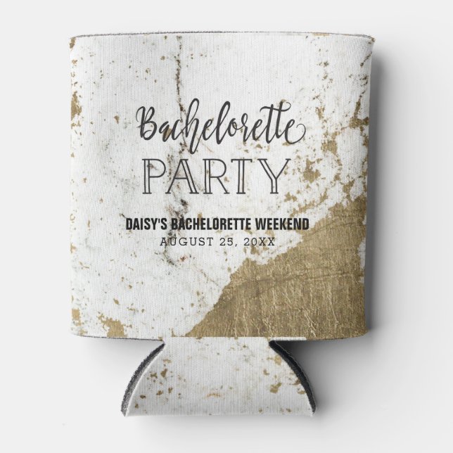Black and Gold Marble Bachelorette Party Coozie (Front)