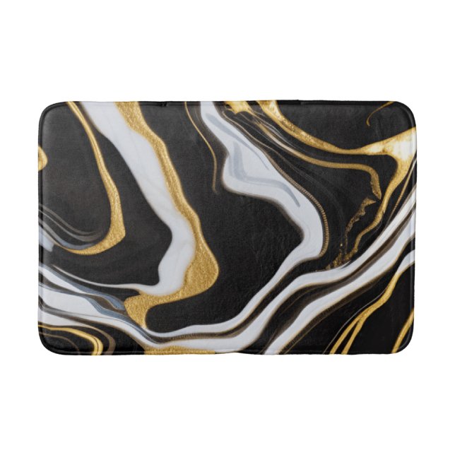 Black and Gold Marble    Bath Mat (Front)