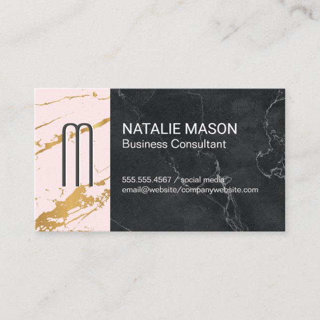 Black and Gold Marble Business Card (Front)