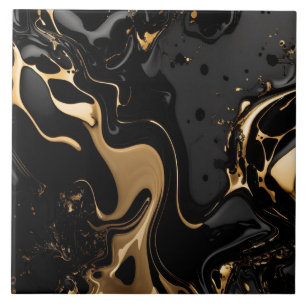 Black and Gold Marble Ceramic Tile