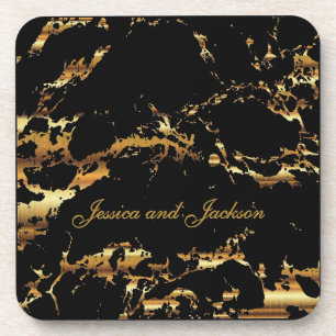 Black and Gold Marble Design Coaster