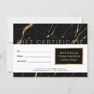 Black and Gold Marble Designer Gift Certificate