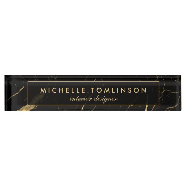 Black and Gold Marble Designer Nameplate (Front)