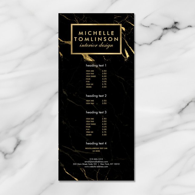 Black and Gold Marble Designer Rack Card (Creator Uploaded)