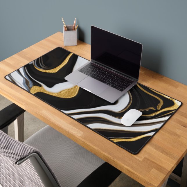 Black and Gold Marble   Desk Mat (Office 2)