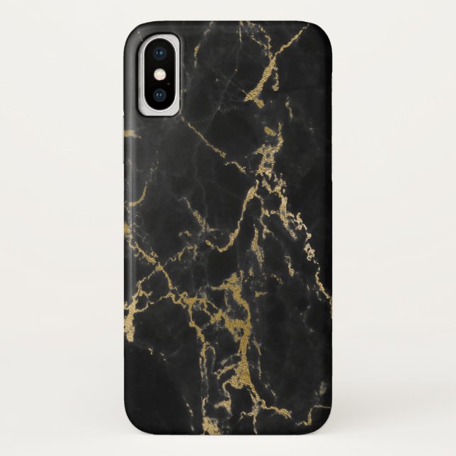 Black and Gold Marble Elegant Modern Print Case-Mate iPhone Case (Back)