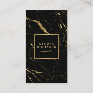 Black and Gold Marble Event Planner Business Card
