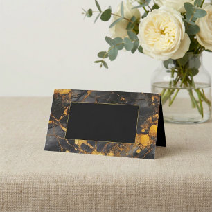 Black and gold marble frame guest name place card