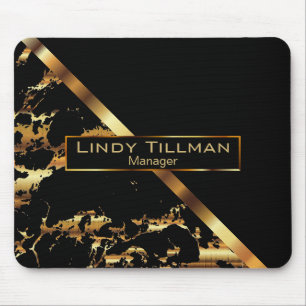 Black and Gold Marble Mouse Pad