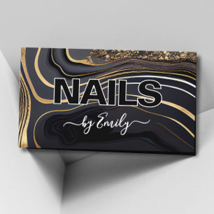 Black and Gold Marble Nail Artist Business Card