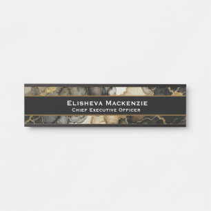 Black and Gold Marble Office Door Sign Name Plate