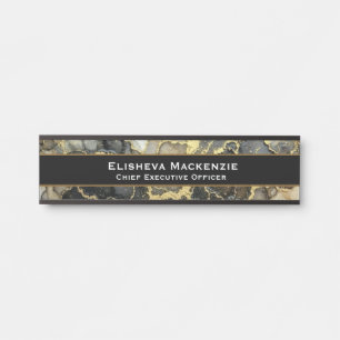 Black and Gold Marble Office Door Sign Name Plate
