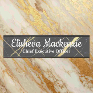 Black and Gold Marble Office Door Sign Name Plate