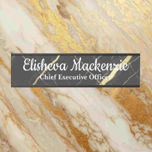 Black and Gold Marble Office Door Sign Name Plate