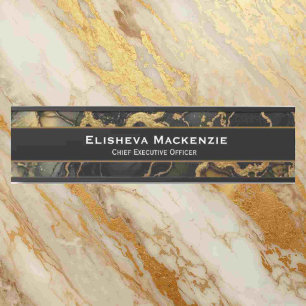 Black and Gold Marble Office Door Sign Name Plate