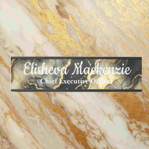 Black and Gold Marble Office Door Sign Name Plate