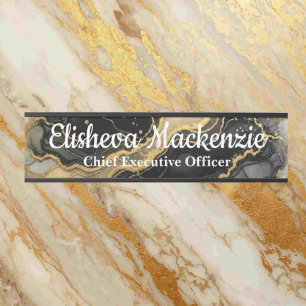 Black and Gold Marble Office Door Sign Name Plate