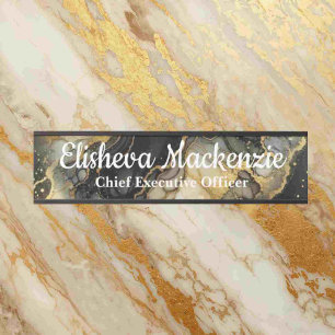 Black and Gold Marble Office Door Sign Name Plate