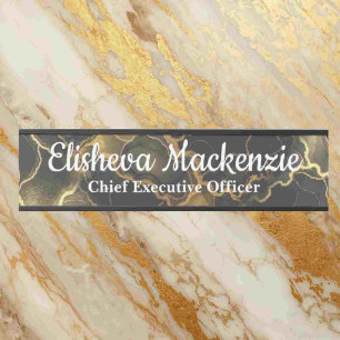 Black and Gold Marble Office Door Sign Name Plate
