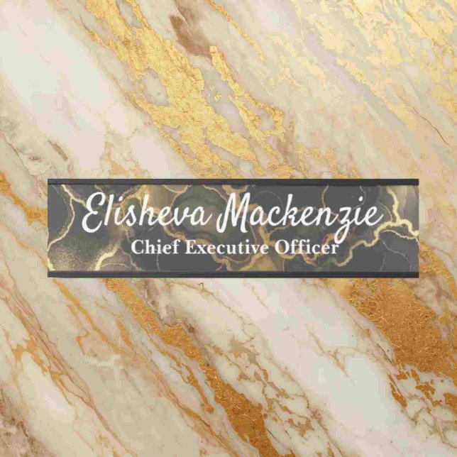 Black and Gold Marble Office Door Sign Name Plate (Creator Uploaded)