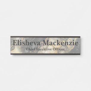 Black and Gold Marble Office Door Sign Name Plate