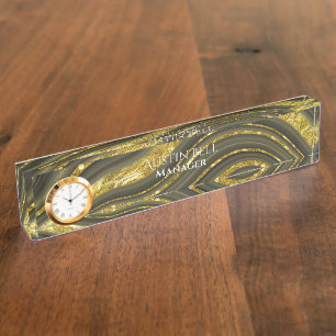 Black and Gold Marble Personalised Nameplate