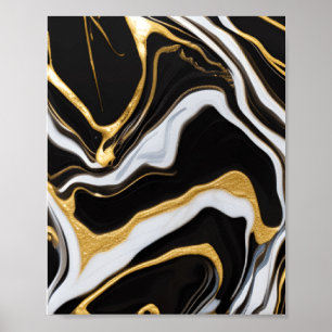 Black and Gold Marble   Poster