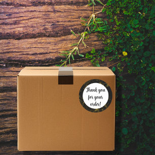 Black and gold marble Thank You Classic Round Sticker