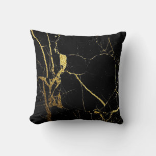 black and gold marble throw pillow