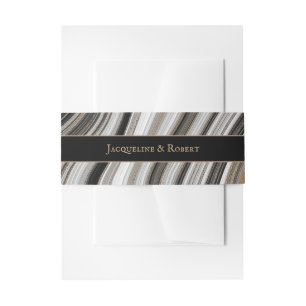 Black and Gold Marble Wedding Invitation Belly Band