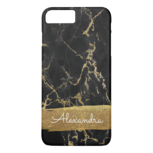 Black and Gold Marble with Gold Foil and Glitter iPhone 8 Plus/7 Plus Case