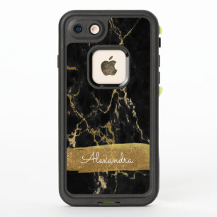 Black and Gold Marble with Gold Foil and Glitter