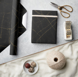 Black and Gold Marble  Wrapping Paper