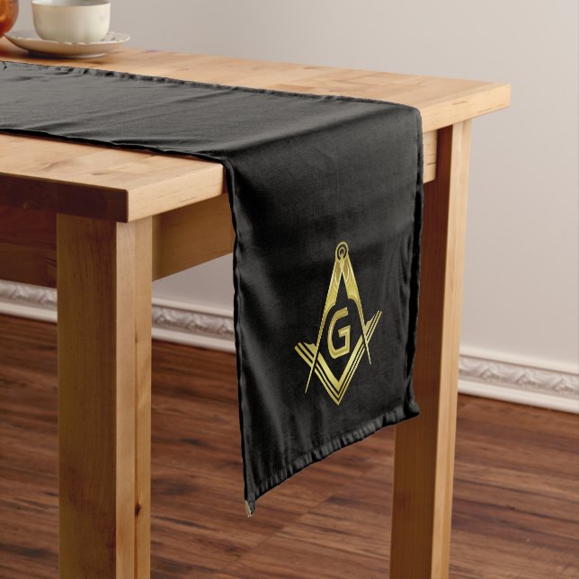 Black and Gold Masonic Table Runners | Freemason (In Situ)