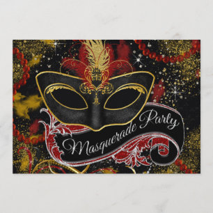 Black and Gold Masquerade Party Invitation
