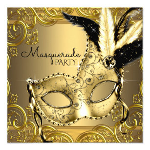 Black and Gold Masquerade Party Invitation