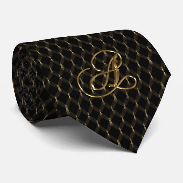 Black and Gold Men's Tie (Rolled)