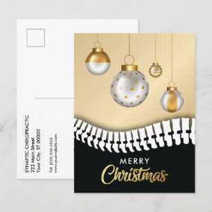 Black and Gold Merry Christmas Chiropractic Holiday Postcard