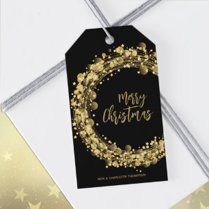 Black and Gold Merry Christmas Gift Tags
