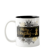 Black and Gold Merry Christmas Mug