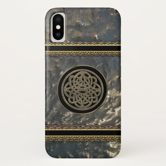 Black and Gold Metal Celtic Knot on iPhone X Case (Back)