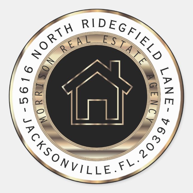 Black and Gold Metal Realtor Address Labels (Front)