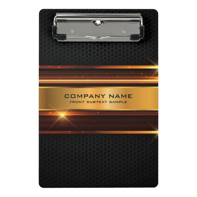 Black and gold metallic elegant geometric design mini clipboard (Front)