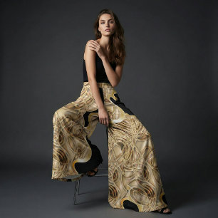 Black and Gold Metallic Luxurious Glam Abstract Fabric